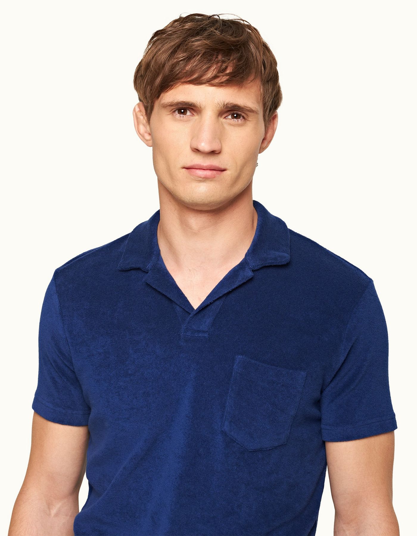 Terry Towelling - Blue Wash Tailored Fit Towelling Resort Polo Shirt |  Orlebar Brown