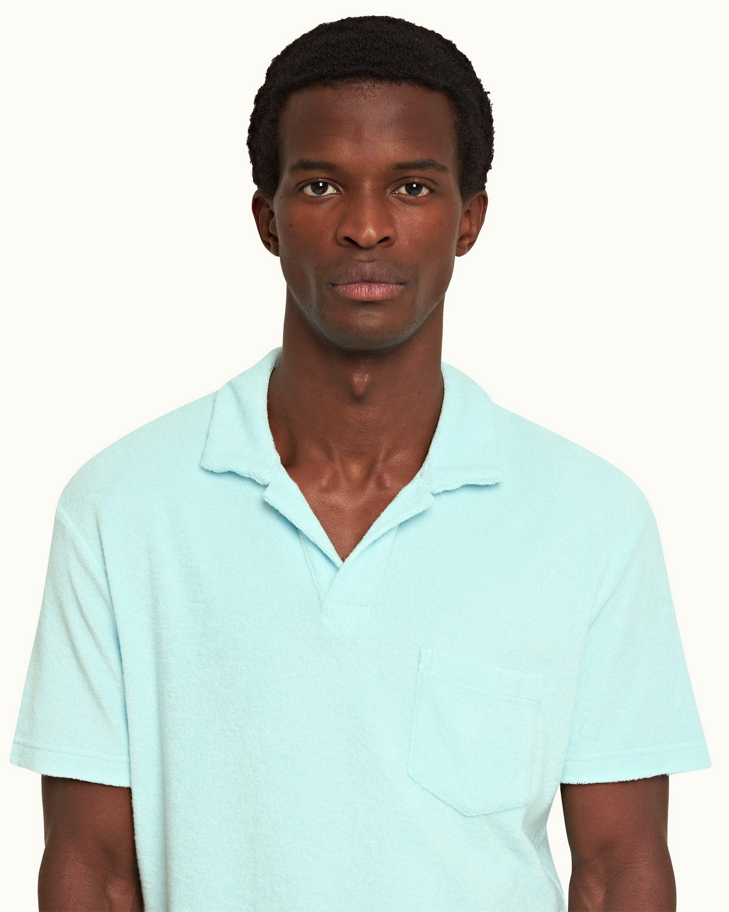 Men's terry 2025 towelling polo shirt