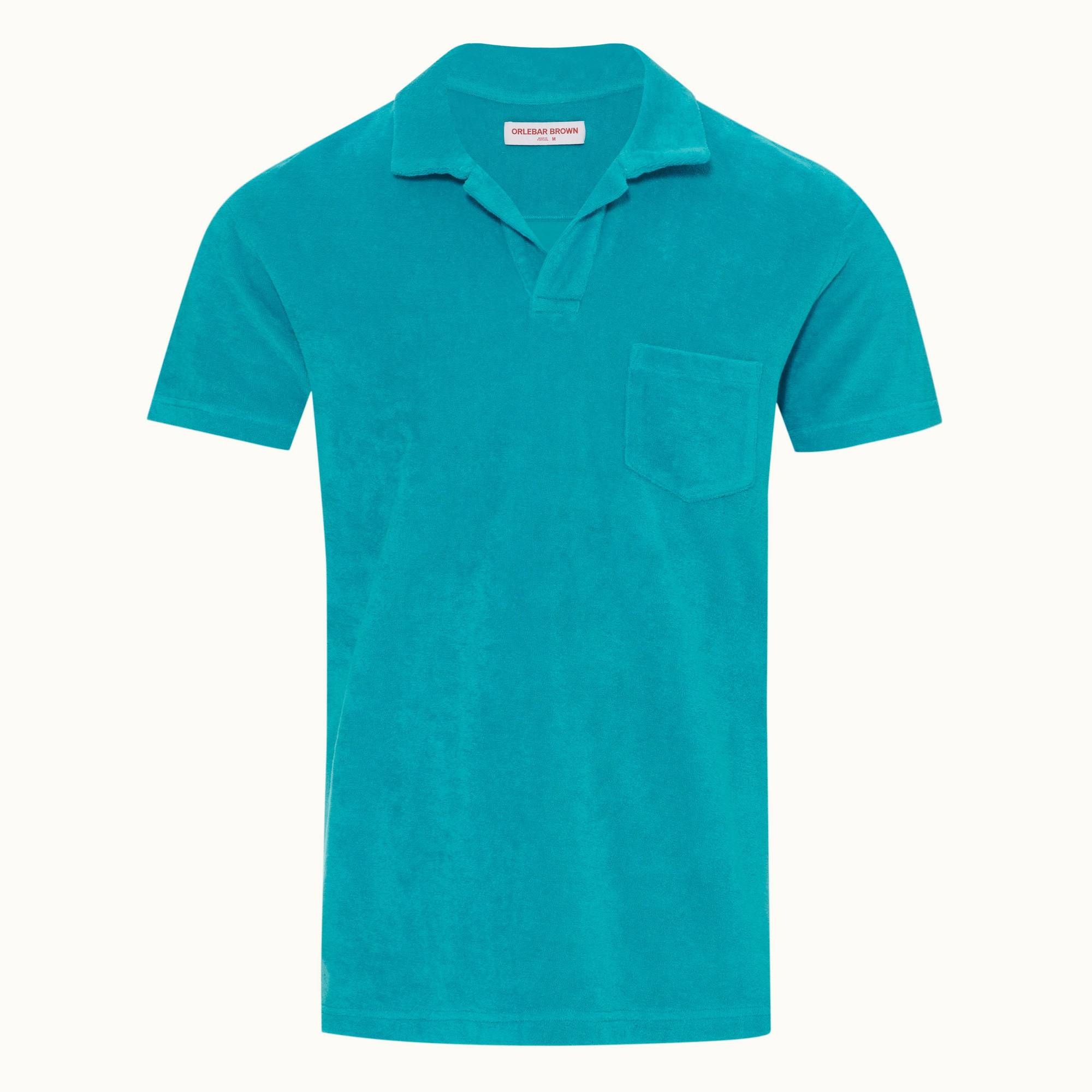 Terry Towelling - Mens Crystal Sea Tailored Fit Resort Towelling Polo Shirt
