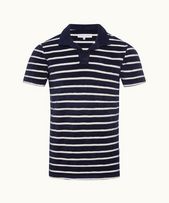 Terry Towelling - Mens Navy/Shell Towelling Resort Polo Shirt