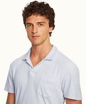 Terry Towelling - Mens Light Island Sky Tailored Fit Organic Cotton Towelling Resort Polo Shirt