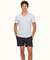 Terry Towelling - Mens Light Island Sky Tailored Fit Organic Cotton Towelling Resort Polo Shirt