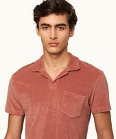 Terry Towelling - Mens 007 Mauve Tailored Fit Organic Cotton Towelling Resort Polo Shirt