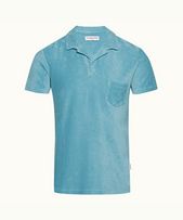 Terry Towelling - Mens Maya Blue Tailored Fit Towelling Resort Polo Shirt