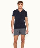 Terry Towelling - Mens Navy Towelling Resort Polo Shirt