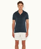 Terry Towelling - Mens Nocturnal Navy Tailored Fit Towelling Resort Polo Shirt