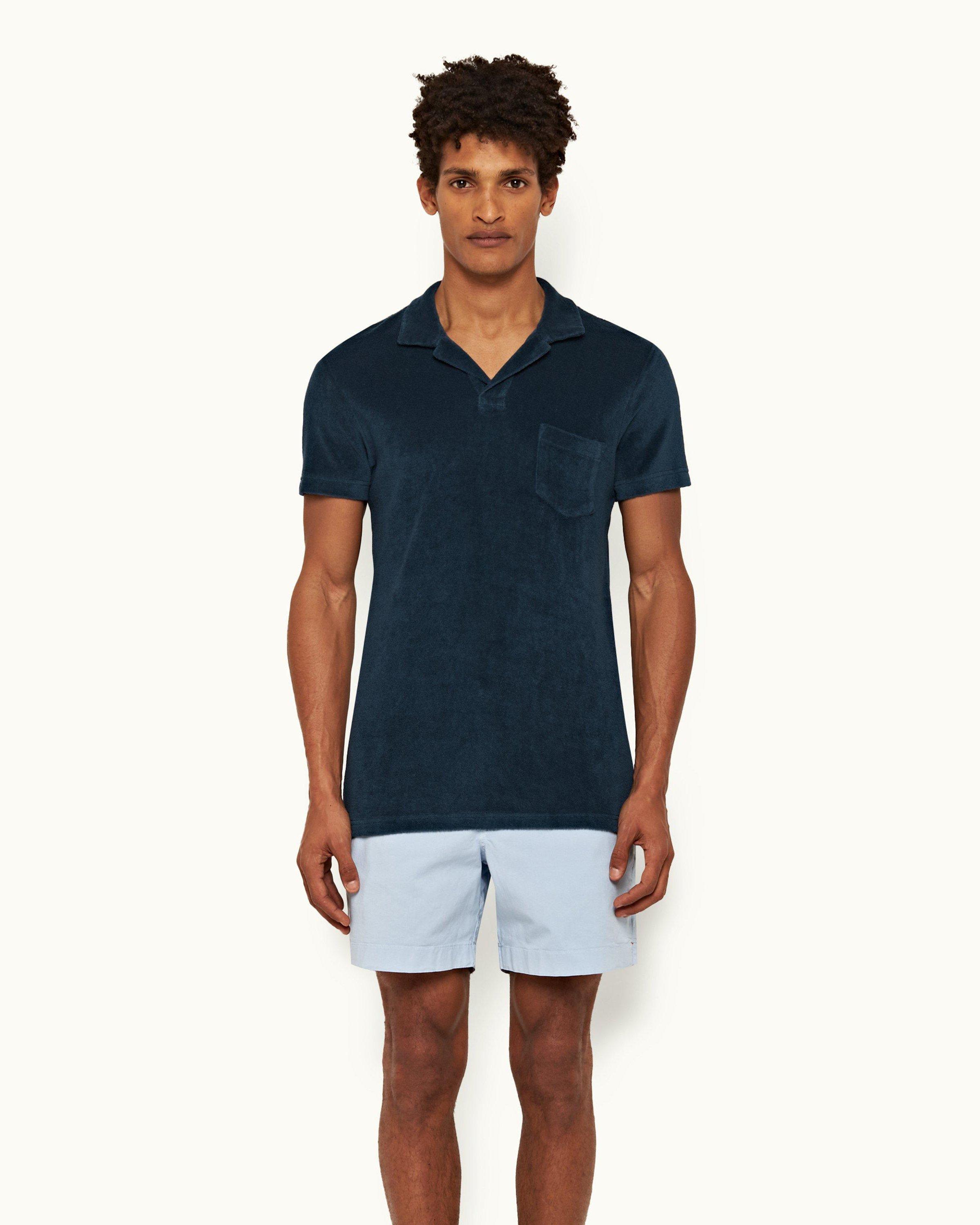 Orlebar Brown Oceanic Blue Tailored Fit Towelling Resort Polo Shirt