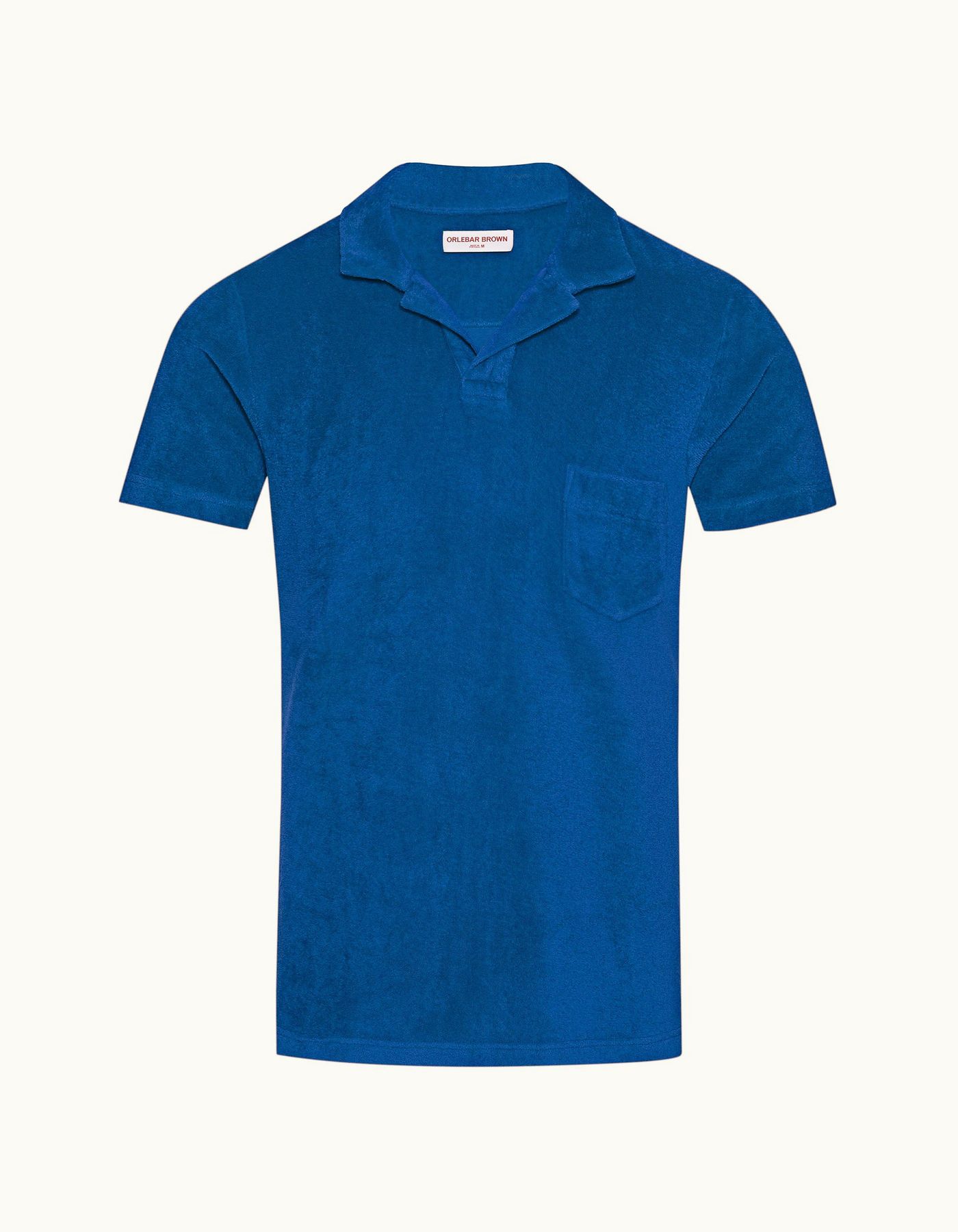Terry Towelling - Mens Signal Blue Tailored Fit Towelling Resort Polo Shirt