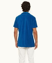 Terry Towelling - Mens Signal Blue Tailored Fit Towelling Resort Polo Shirt