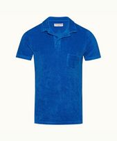Terry Towelling - Mens Sky Diver Blue Tailored Fit Towelling Polo Shirt