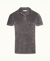 Terry Towelling - Mens Storm Grey Tailored Fit Towelling Resort Polo Shirt
