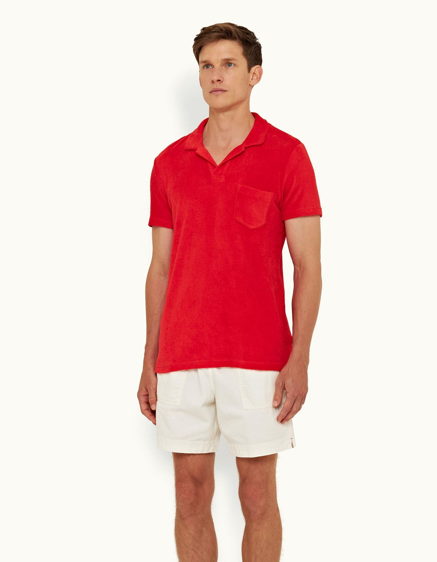 parkere Converge hovedvej Orlebar Brown| Summer Red Tailored Fit Towelling Resort Polo Shirt