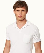Terry Towelling - Mens White Towelling Resort Polo Shirt
