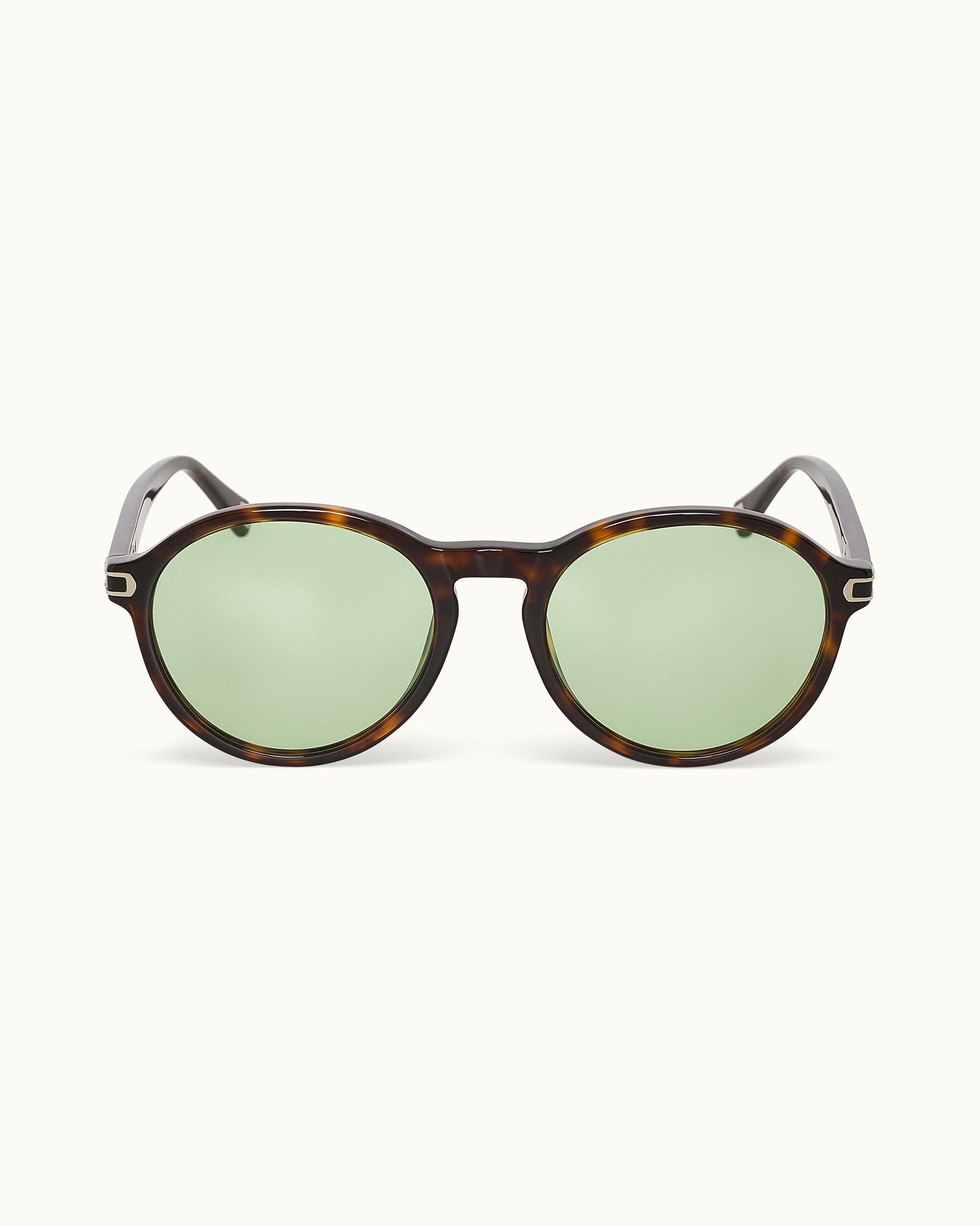 Orlebar Brown Tortoise Shell Green Round Frame Sunglasses