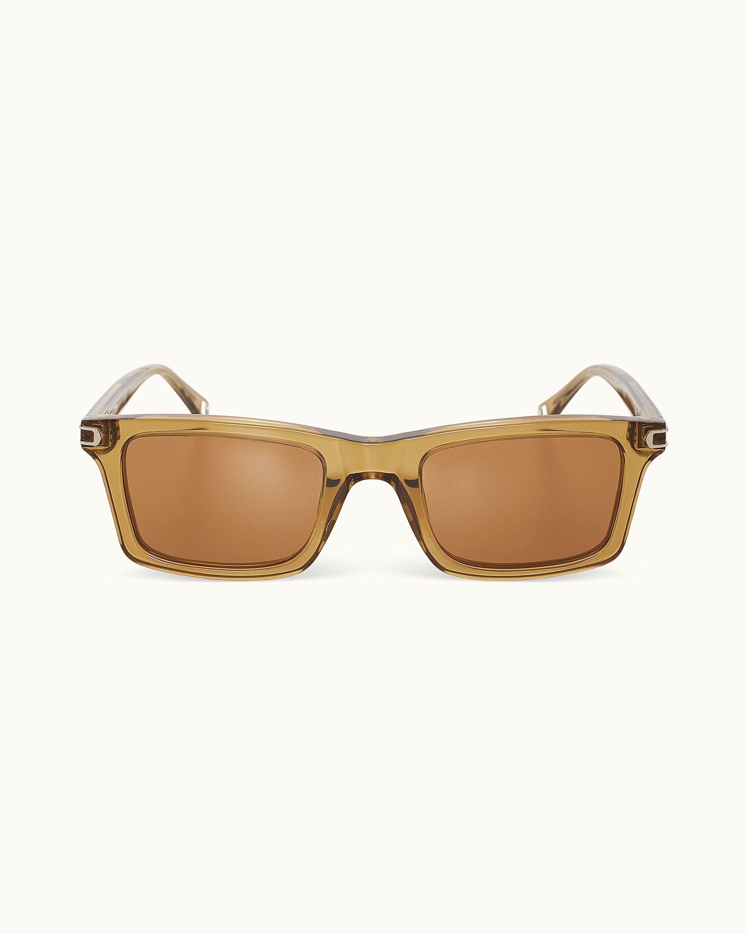 Orlebar Brown Golden Amber Retangular Frame Sunglasses