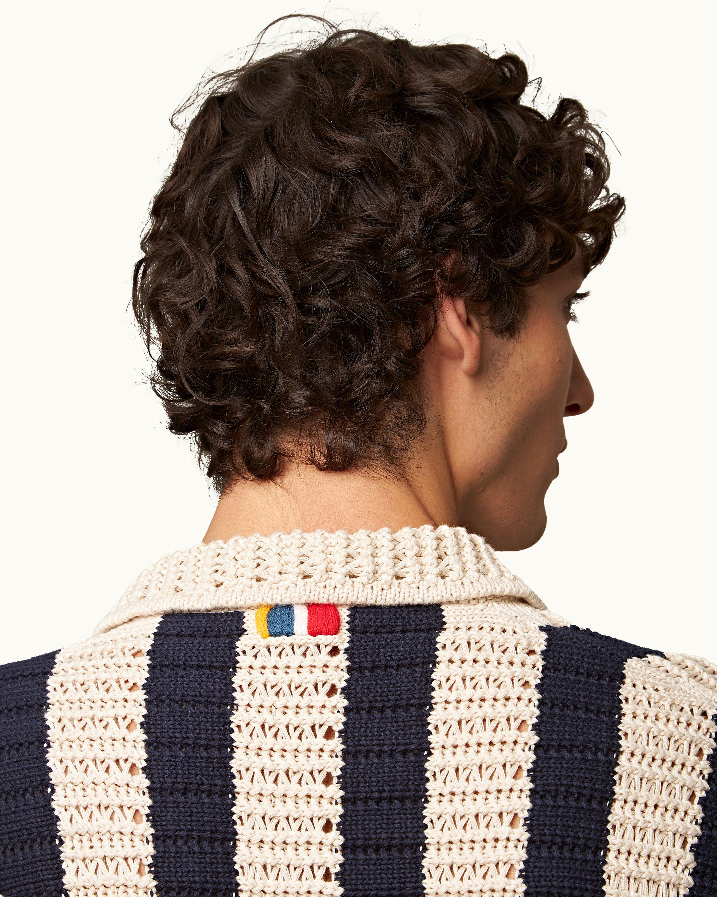 Orlebar Brown| Night Iris/Cashew Crochet Stripe Relaxed Fit