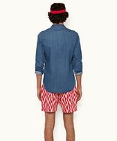Trevone Towelling - Mens Summer Red/White Sand Cano Jacquard Towelling Sweat Shorts