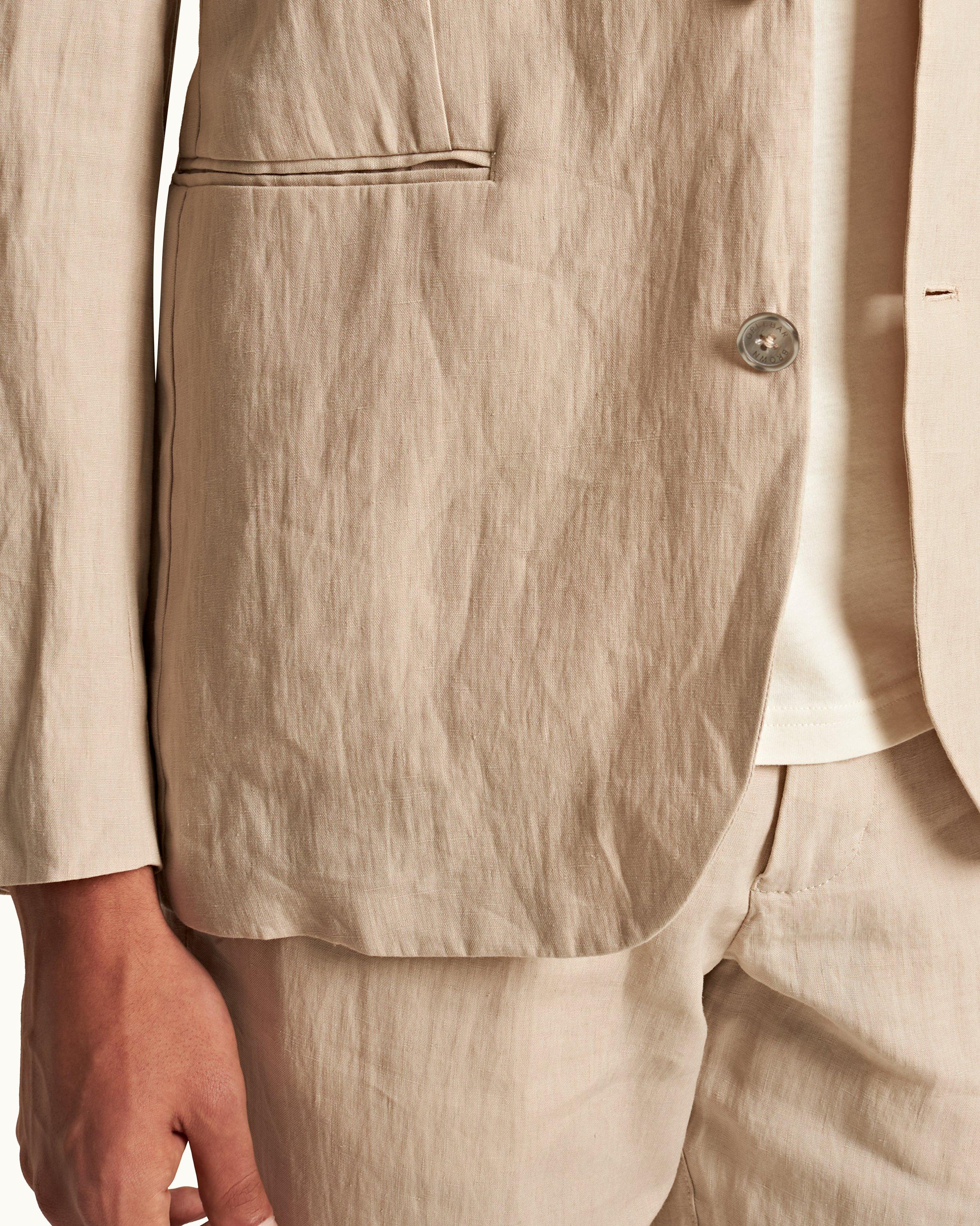 Orlebar Brown  007 Taupe Tailored Fit Linen Trousers