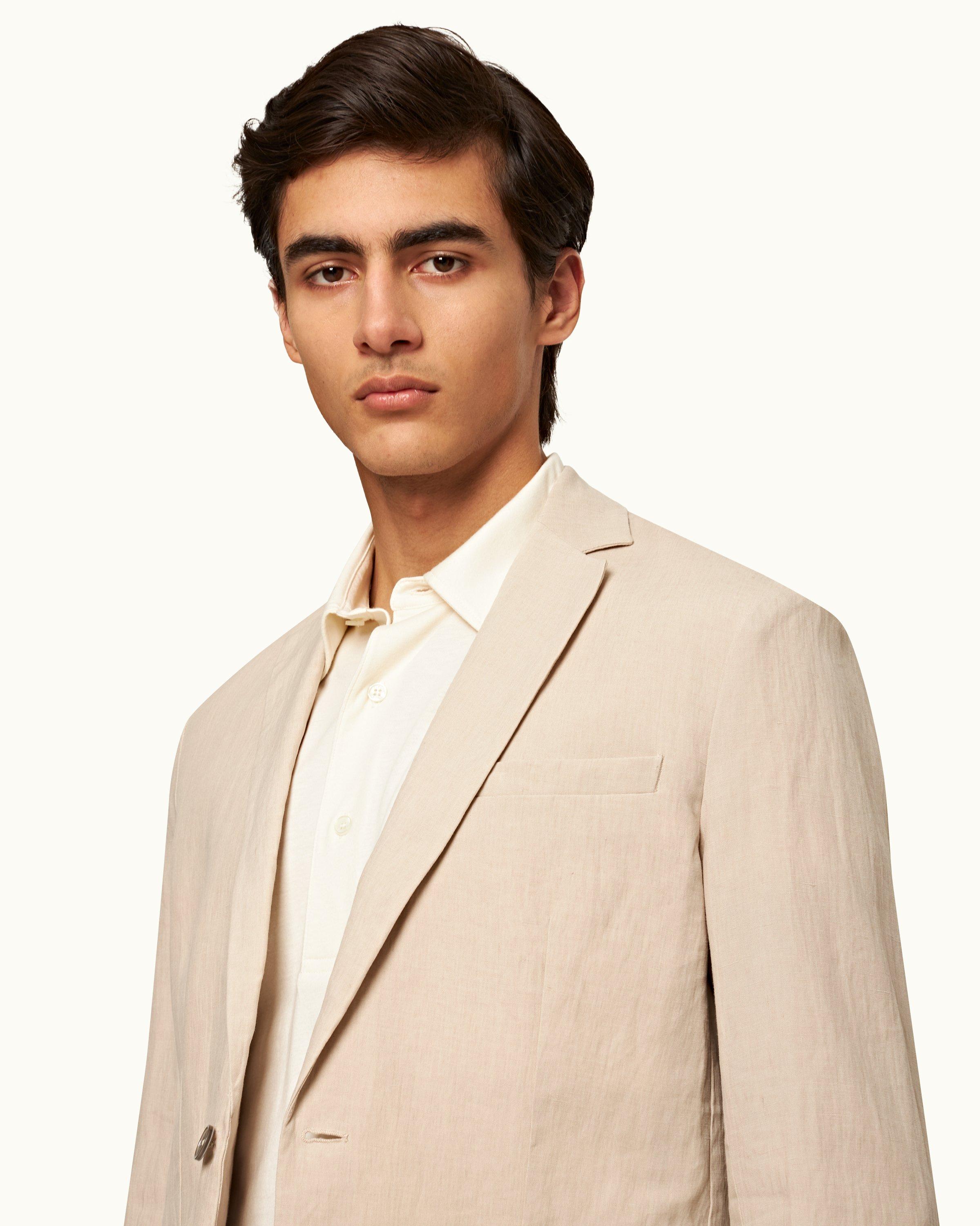 Unstructured Linen Jackets - Tan