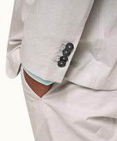 Ullock Poplin - Mens Oyster Grey Two-Button Stretch-Cotton Blazer