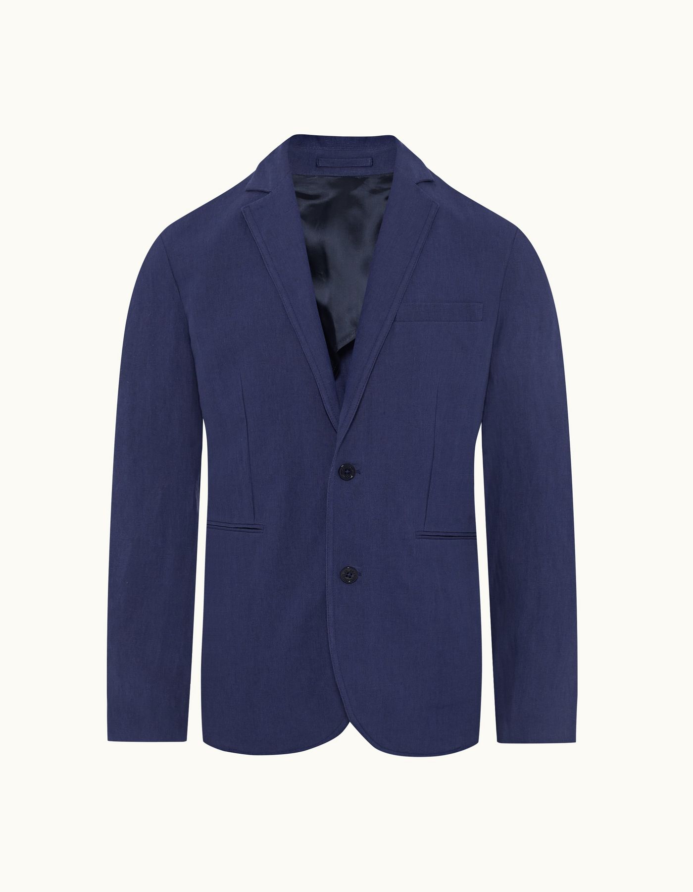 Ullock - Mens Lagoon Blue Tailored Fit Two-Button Unstructured Linen Blazer