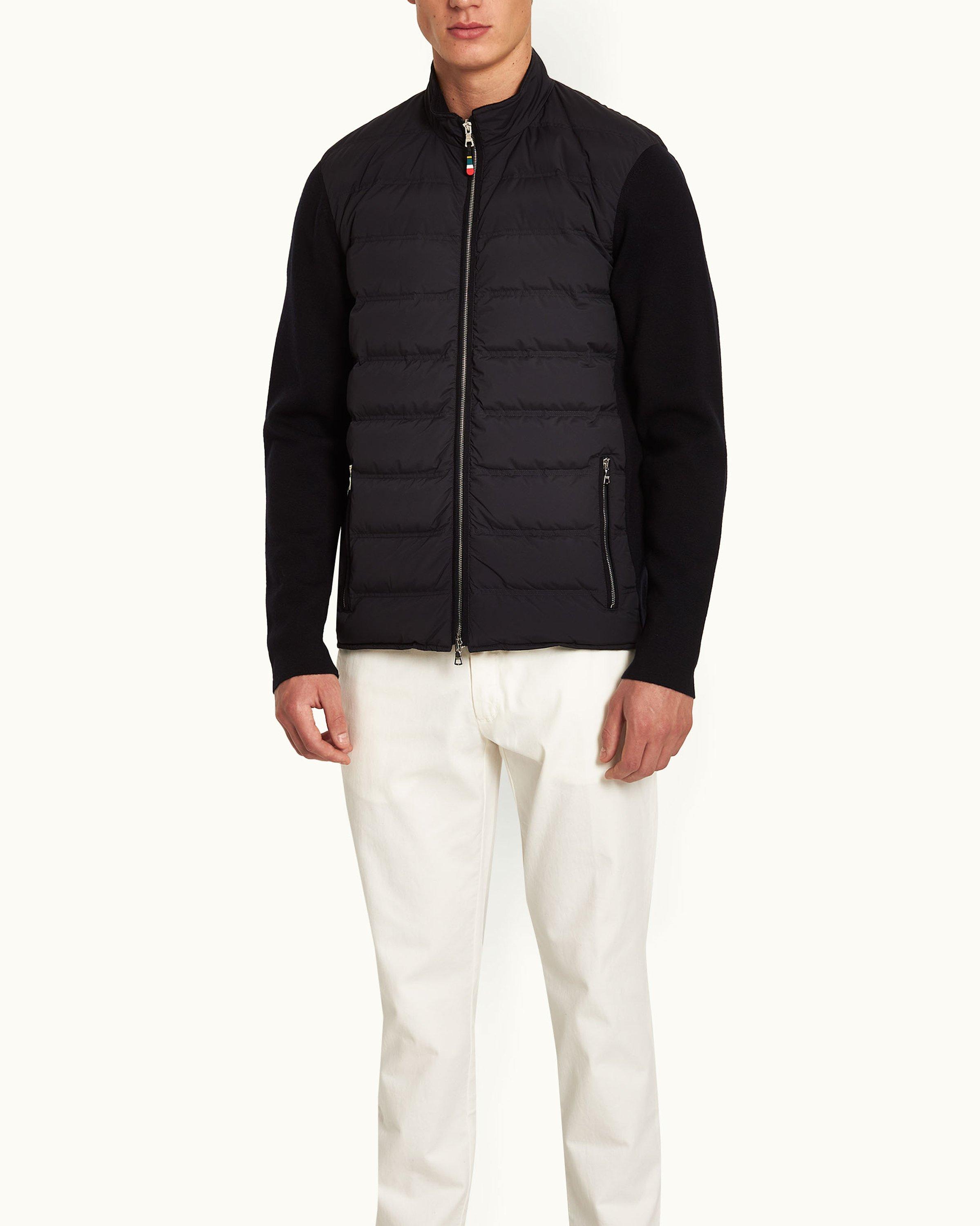 Mens padded jacket on sale with knitted sleeves