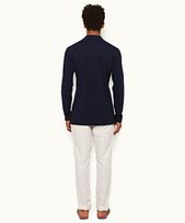 Whiteside - Mens Navy Organic Cotton Long-Sleeve Polo Shirt