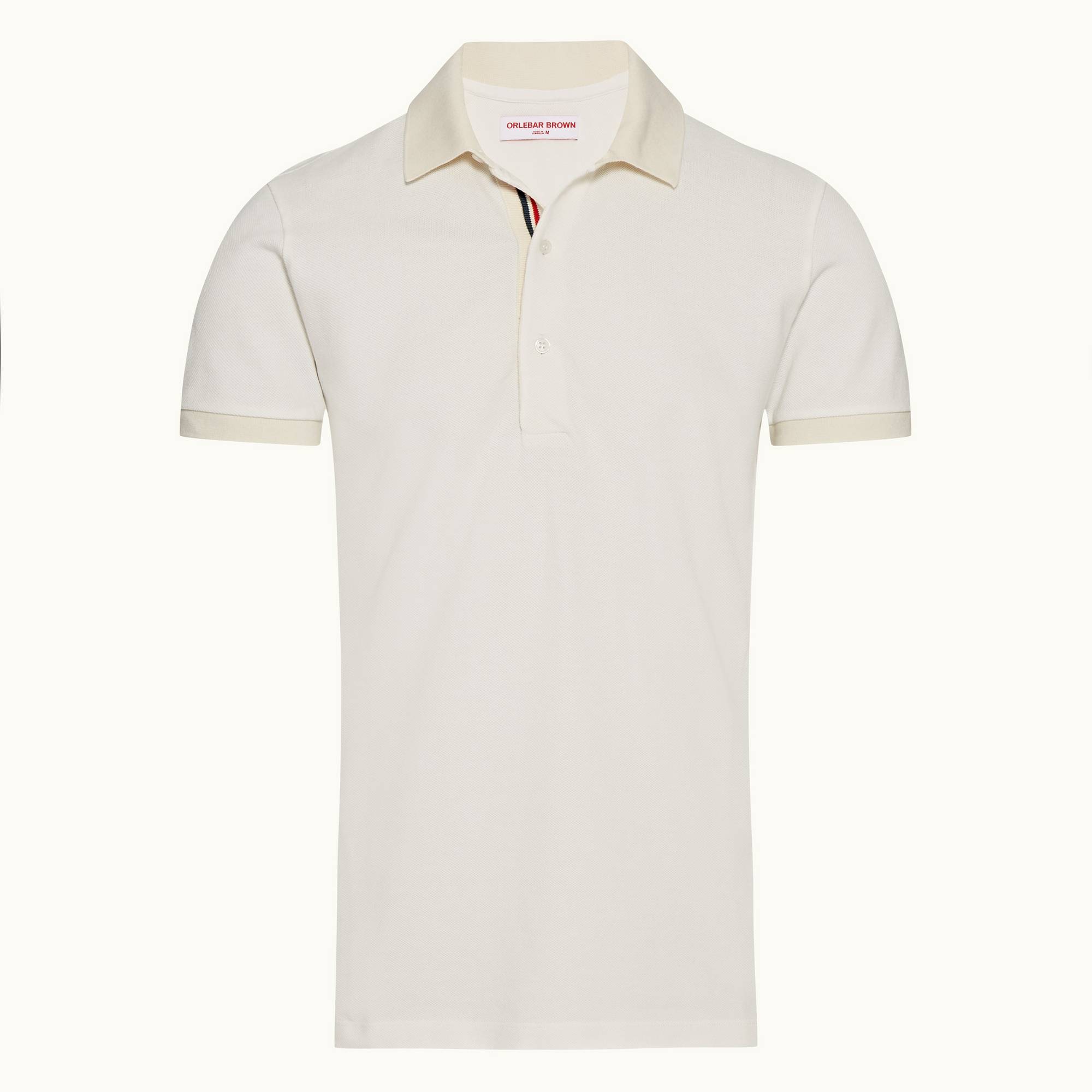 Whiteside - Mens White Sand O.B Stripe Organic Cotton Polo Shirt