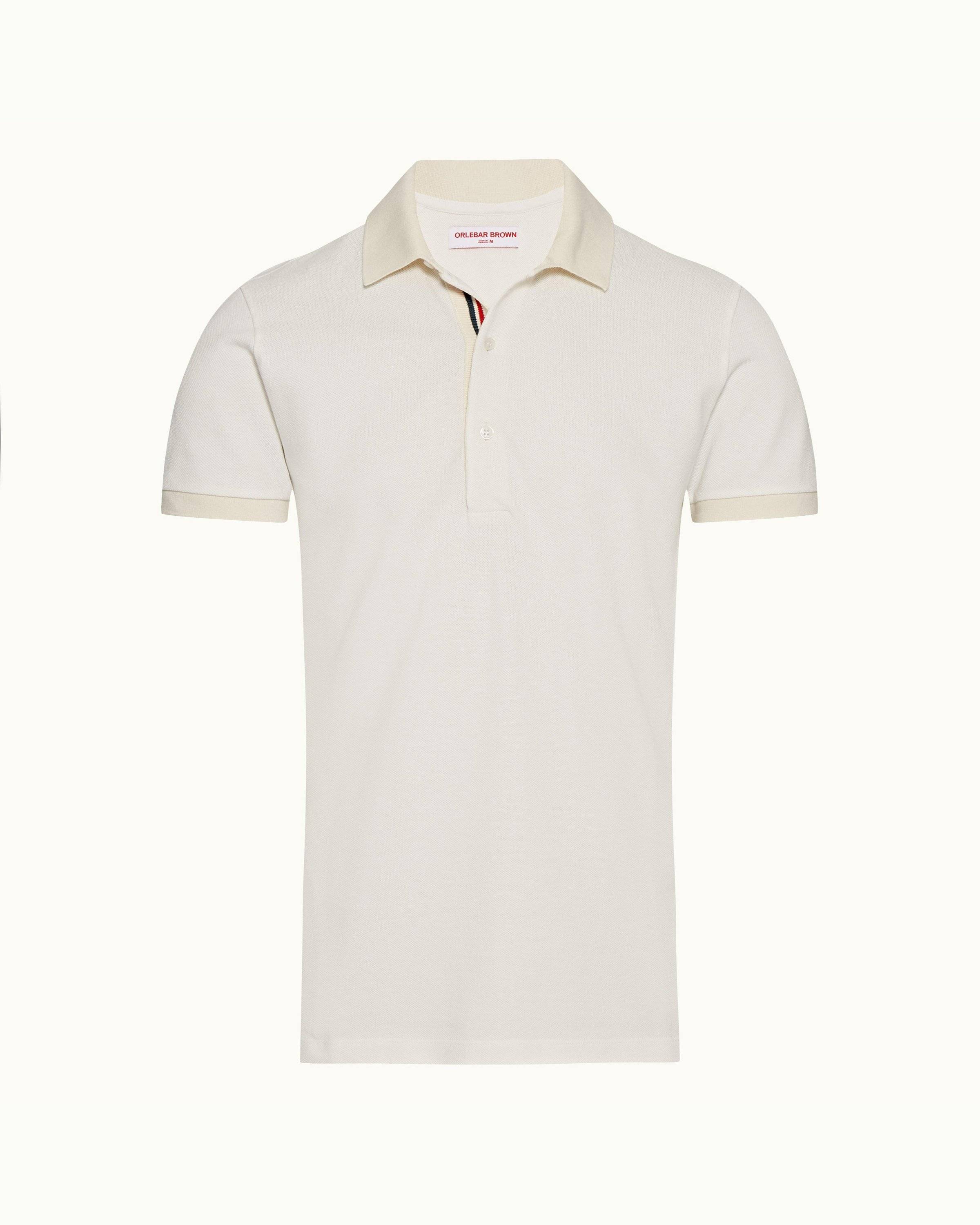 Sebastian Cotton Pique Polo Shirt in White - Orlebar Brown