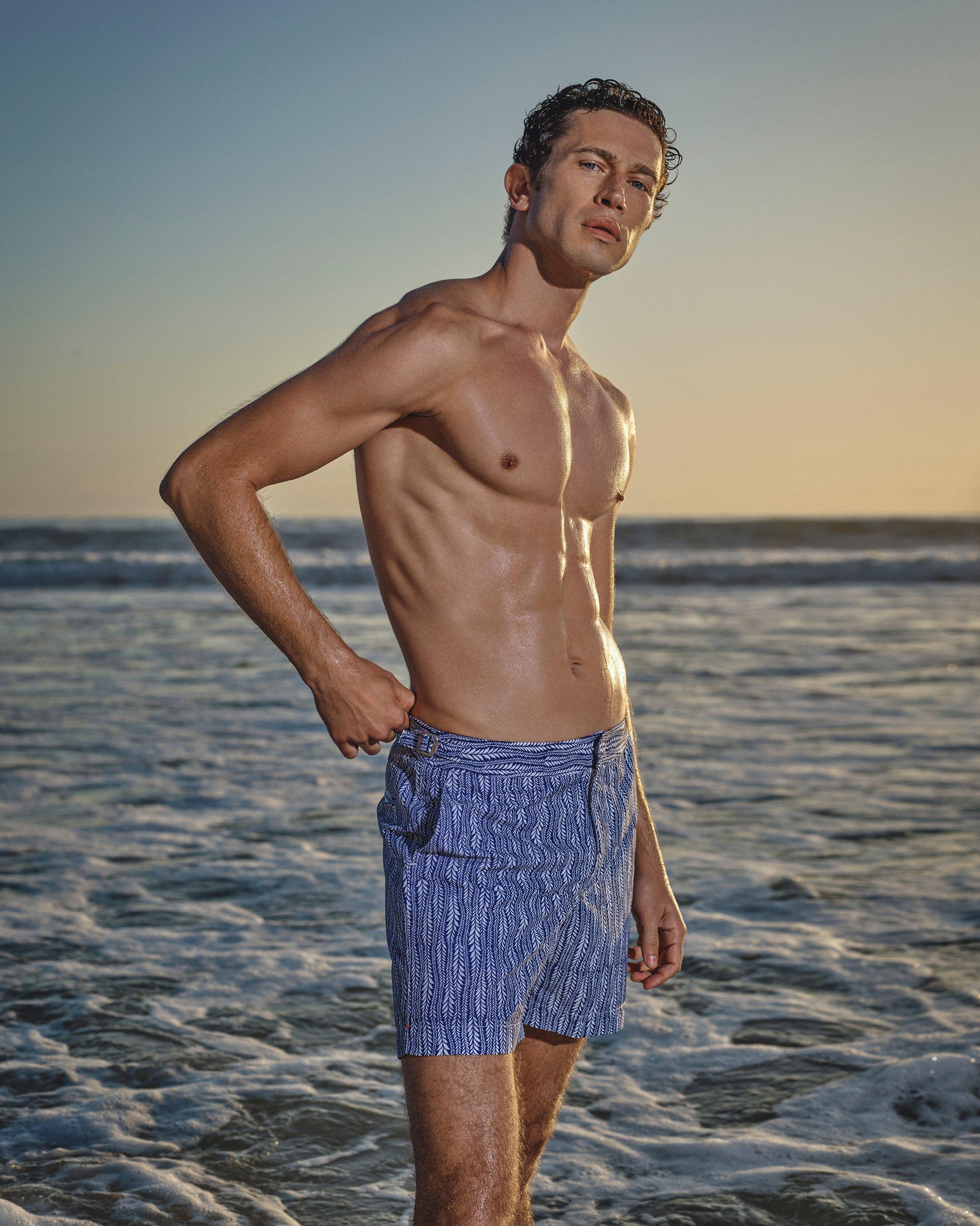 Bulldog Striped Swim Shorts in Blue - Orlebar Brown