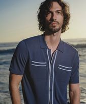 Keeling - Mens Granite/White Sand Tailored Fit Silk Crepe Shirt