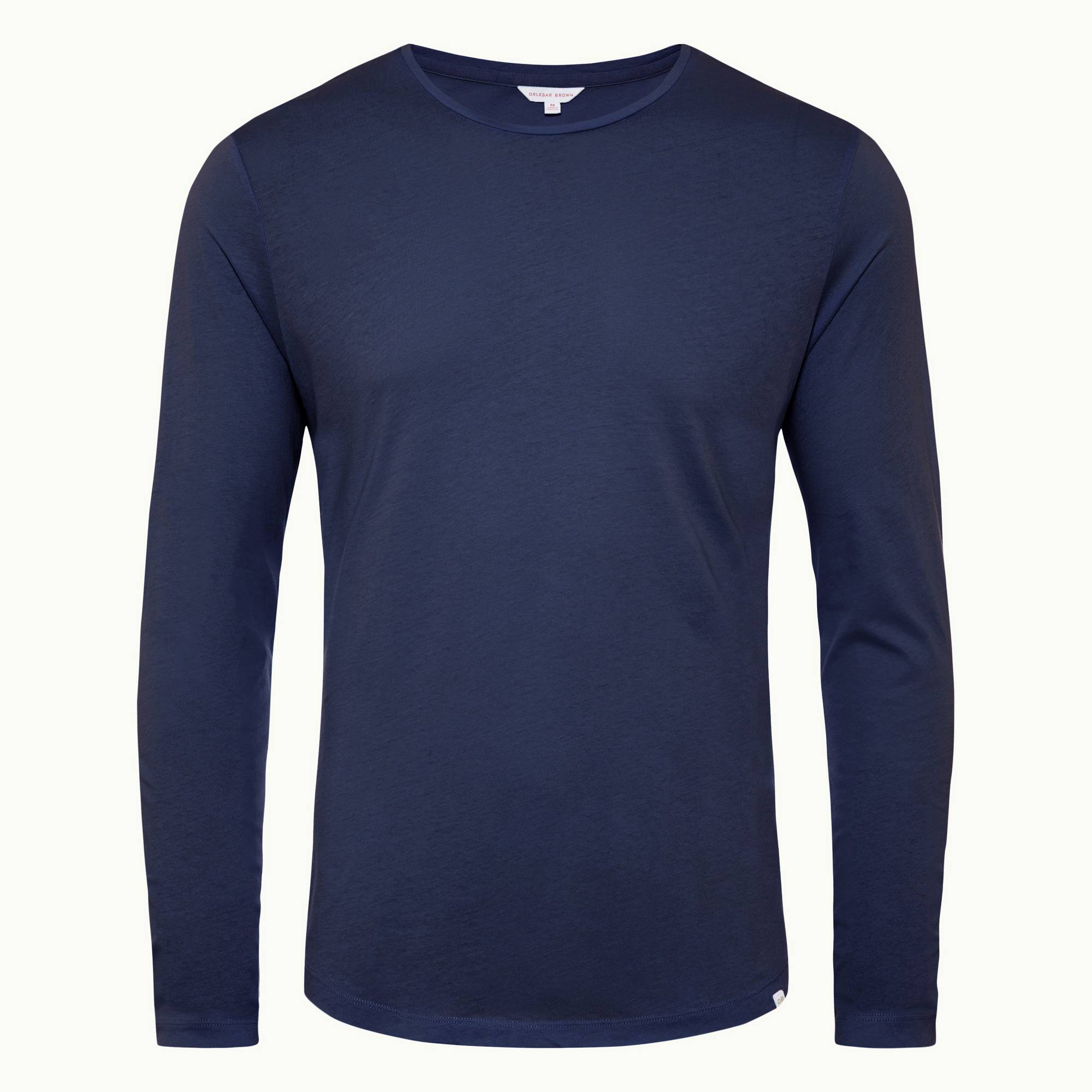 Navy Tailored Fit Long-Sleeve Merino T-Shirt | Orlebar Brown