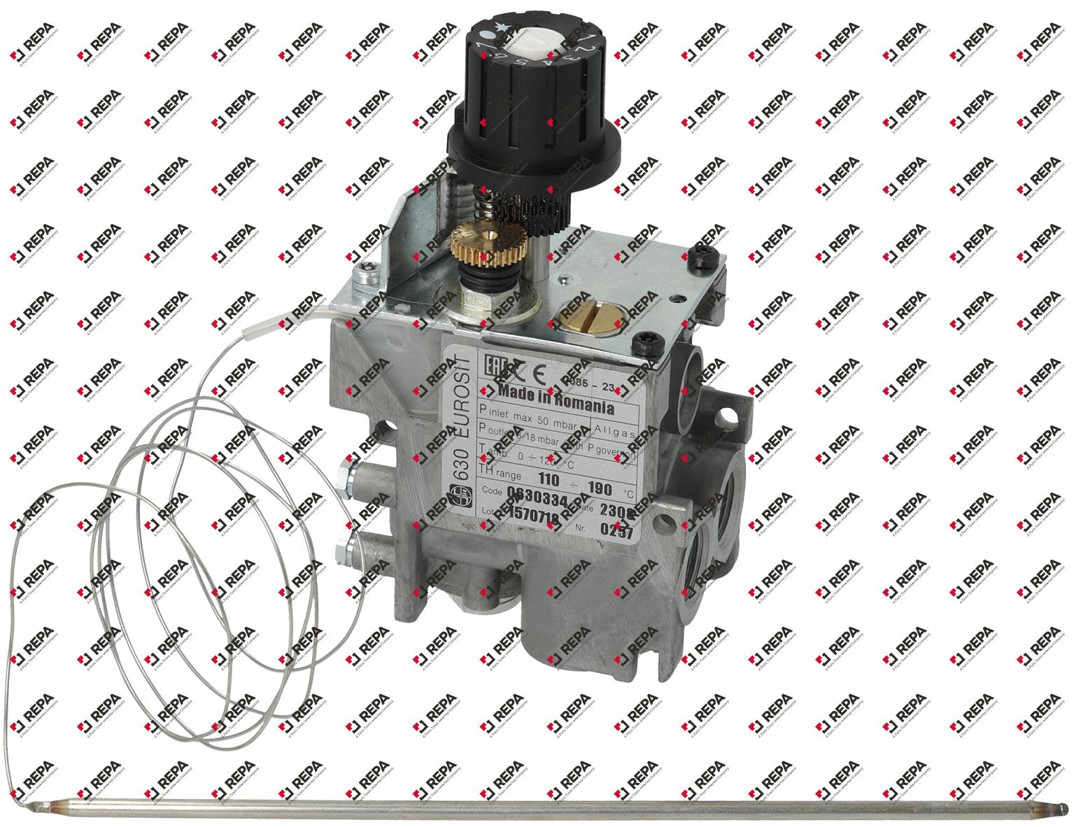 gas thermostat type 630 Euro series t.max. 190°C