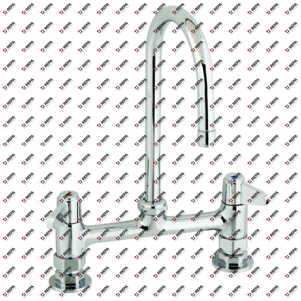 8" Deck Mount Faucet, 5-1/2" Swivel Gooseneck, 