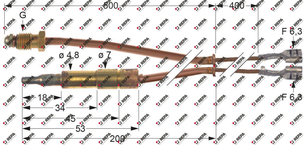 Thermoelement M9x1 L 500 mm Steckhülse ø4,8mm