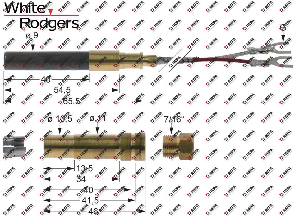 Thermopile WHITE RODGERS L 36" - 915mm sonde ø 9mm