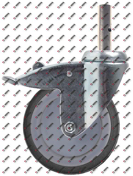 Swivel castor spigot H 163mm with swivel brake