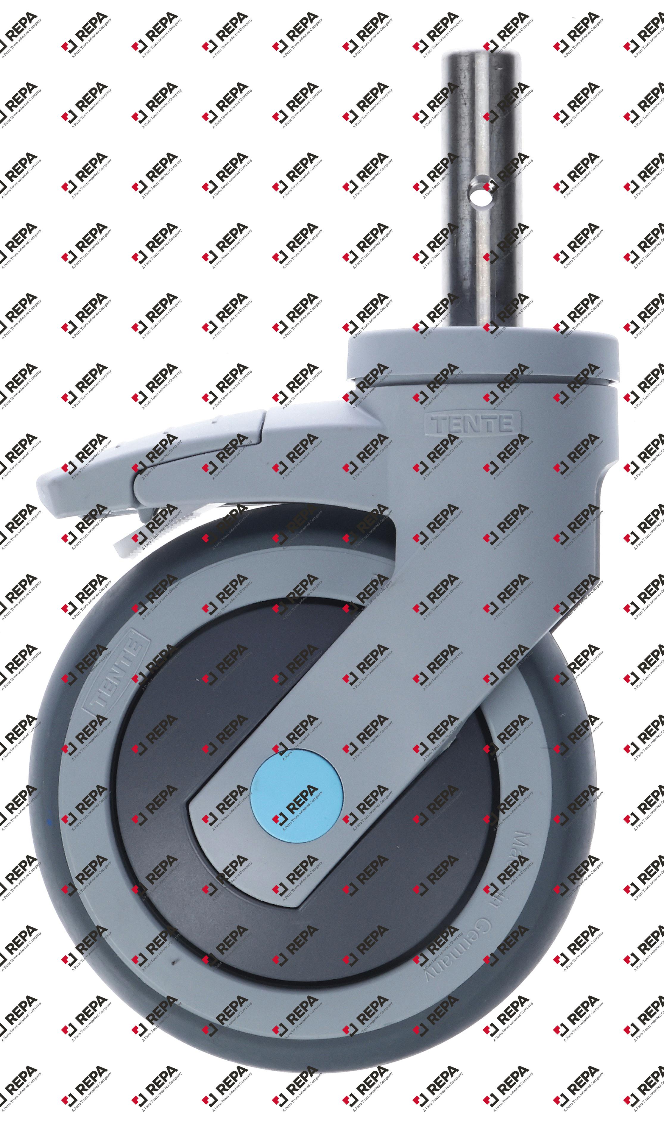 Swivel castor spigot H 162mm with swivel brake