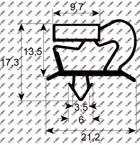 Refrigeration gasket profile 9048 W 675mm L 1555mm
