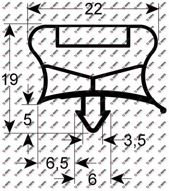 Refrigeration gasket profile 9794 W 633mm L 1544mm