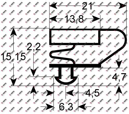 Refrigeration gasket profile 9704 W 1632mm L 661mm