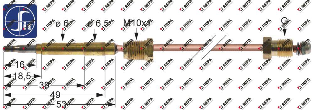Thermocouple M10x1 L 600mm plug connection ø6.0mm