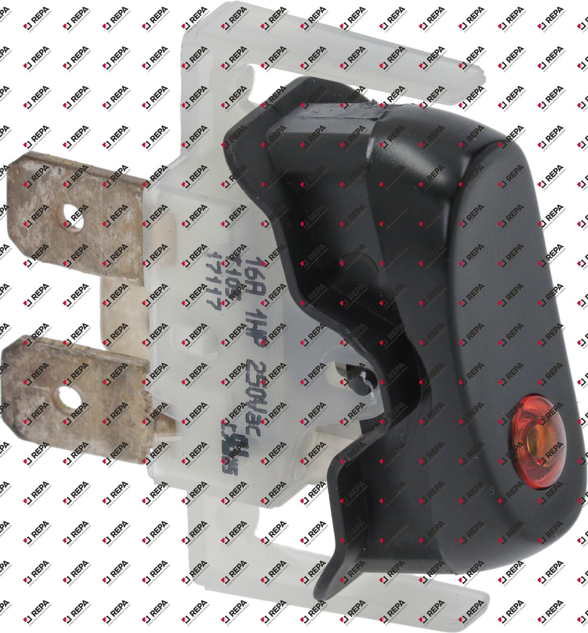 Wippenschalter schwarz 1NO 250V 16A beleuchtet