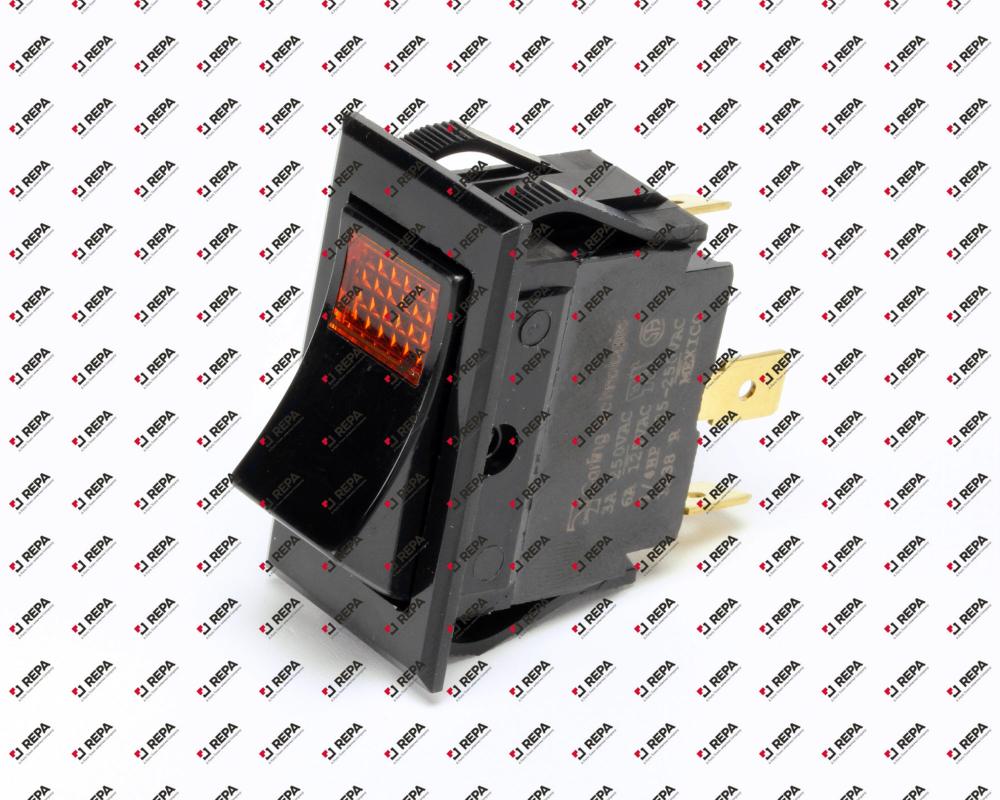 Switch, On/Off, Rocker, SPST, Lighted Amber, 120V