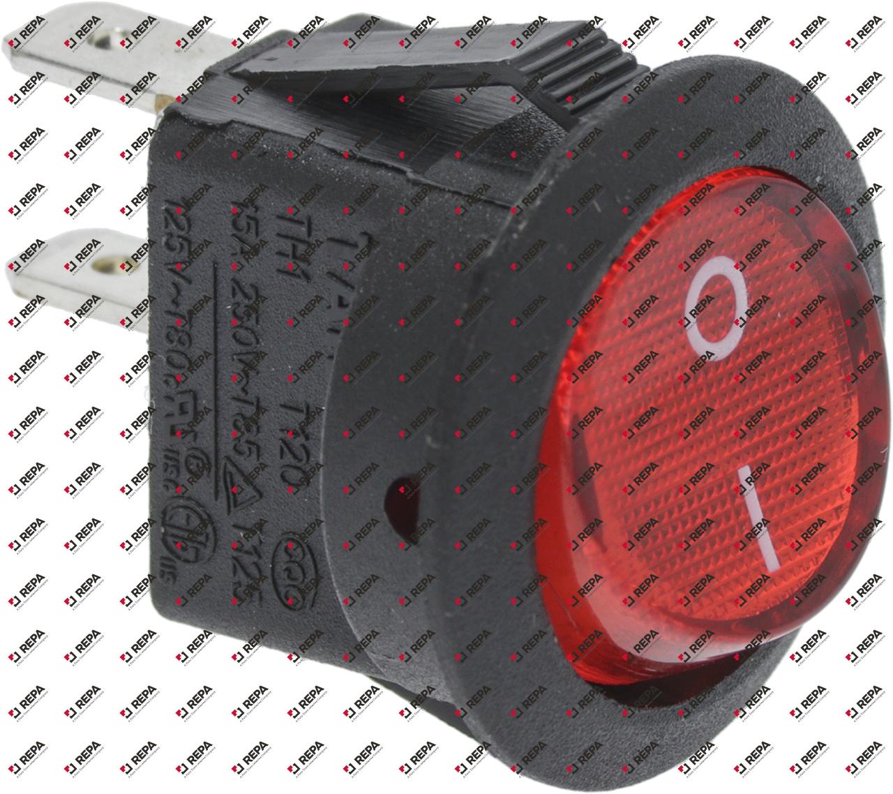 rocker switch mounting measurements 20mm red 1NO