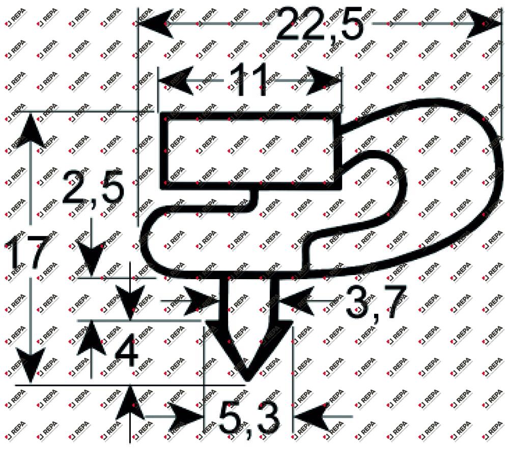Refrigeration gasket profile 9161 W 600mm L 1550mm