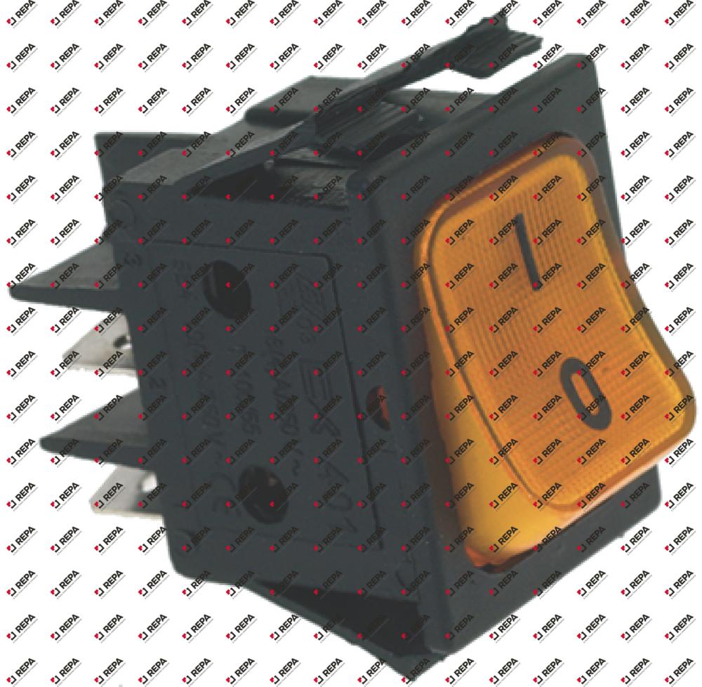 Wippenschalter Einbaumaß 30x22mm orange 2NO 250V