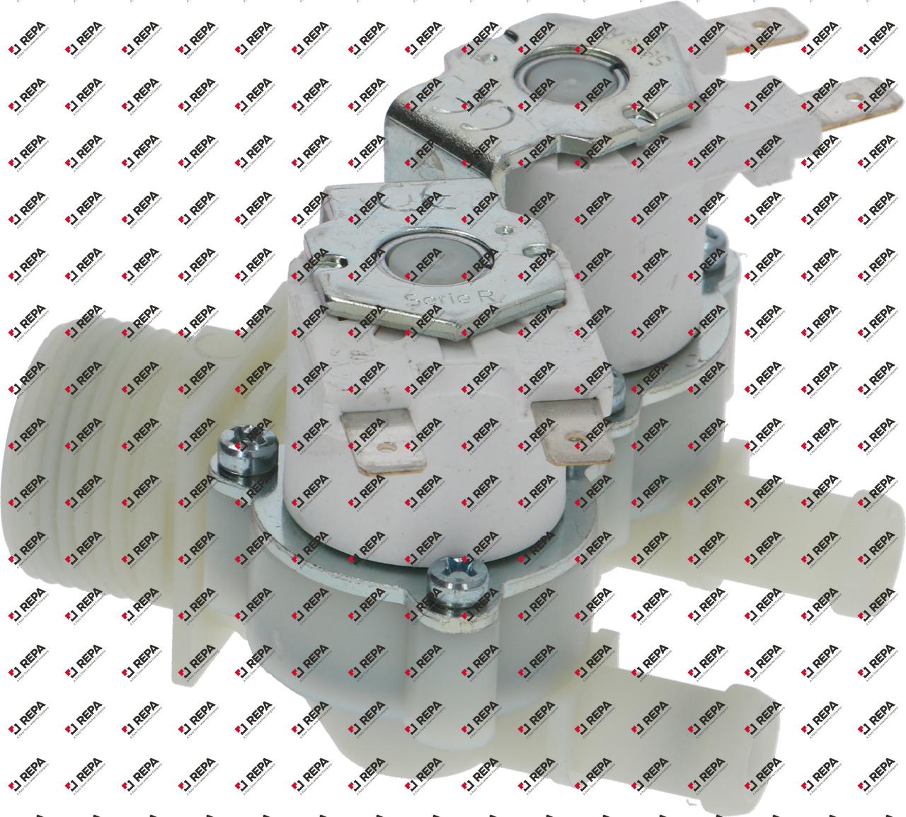 Solenoid valve double straight plastic t.max. 90°C
