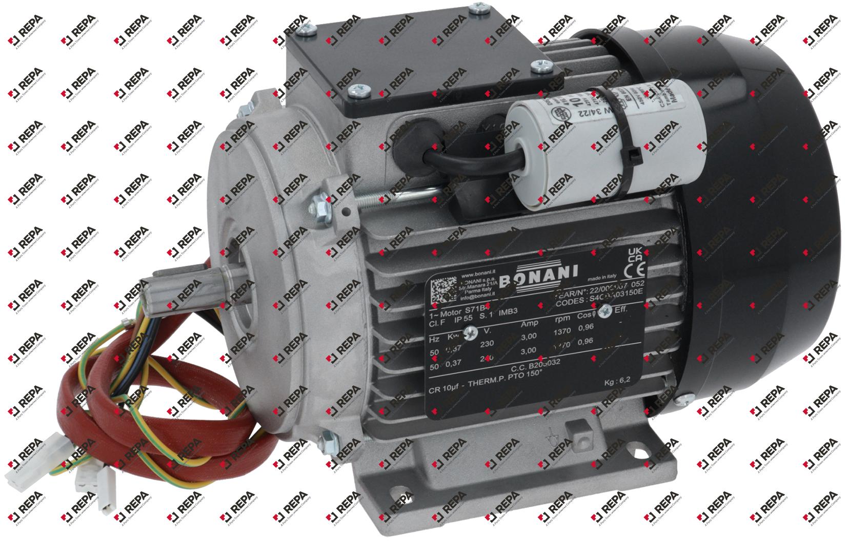 Motore 230V 370W fasi 1 ø 110mm H 160mm L 245mm
