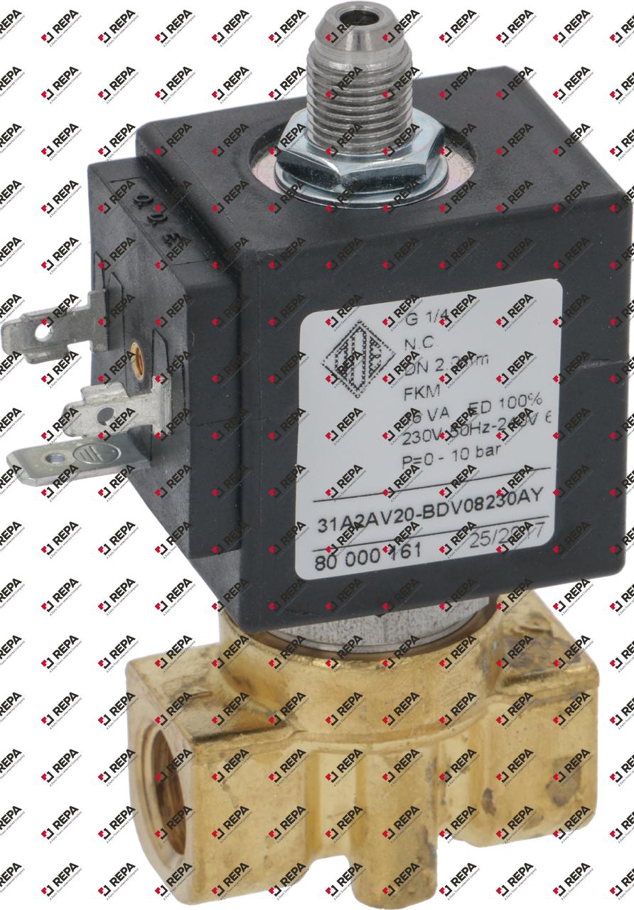elettrovalvola ottone 3-vie 230VAC attacco 1/4"